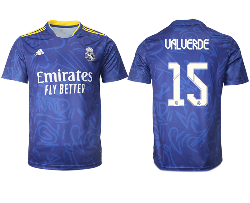 Cheap Men 2021-2022 Club Real Madrid away aaa version blue 15 Soccer Jersey